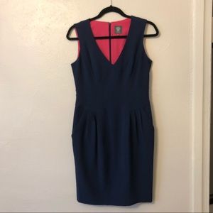 Vince Camuto Navy Blue & Hot Pink cocktail dress.